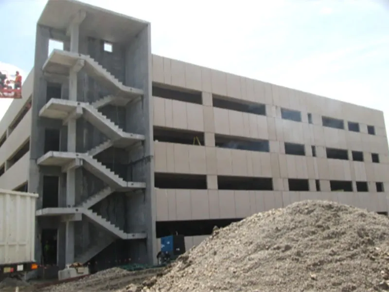 Burns & McDonnell Parking Garage: Precast stairs bearing on “T-shape” supports.