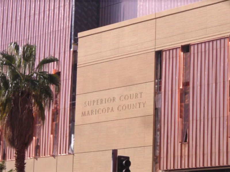 Maricopa County Courthouse: Precast panels with lettering.