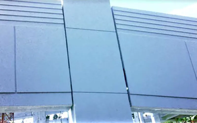 Stevens Creek Parking Garage: Close up of architecture at spandrel/column intersection.